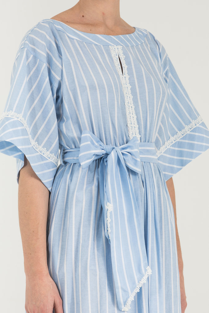 Dantelli Bol Kesim Koton Elbise Mavi 92319