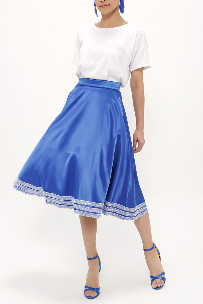 Blue Laced ruffled skirt 80963