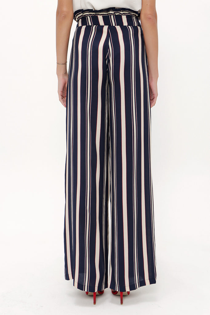 Striped High waist  wide cut pants 41302