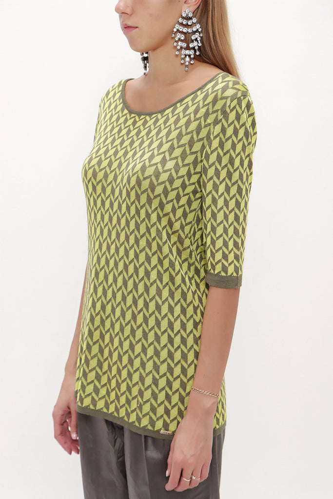 Khaki Pattern knitted knitwear blouse 28650