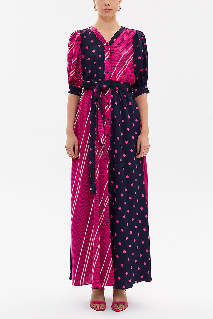 Fuchsia Balloon sleeve maxi dress 93110