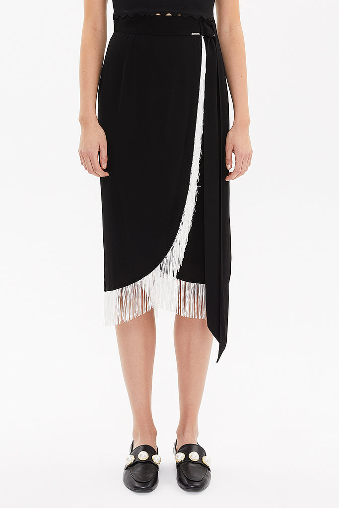 Black Wrap-over tassel skirt  81071