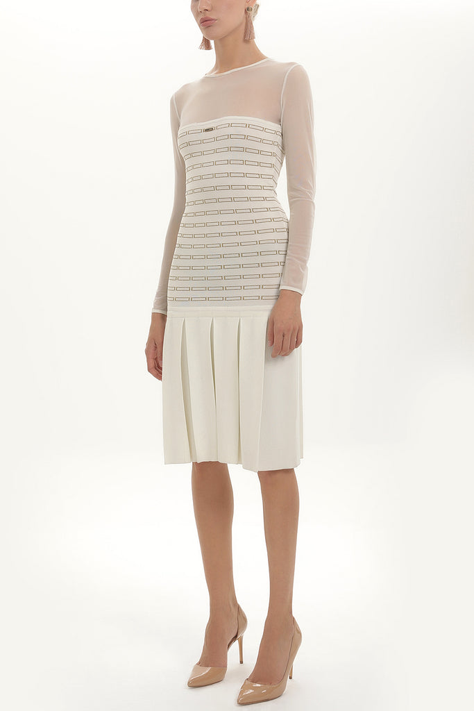 Ecru Pleated knit dress 27828