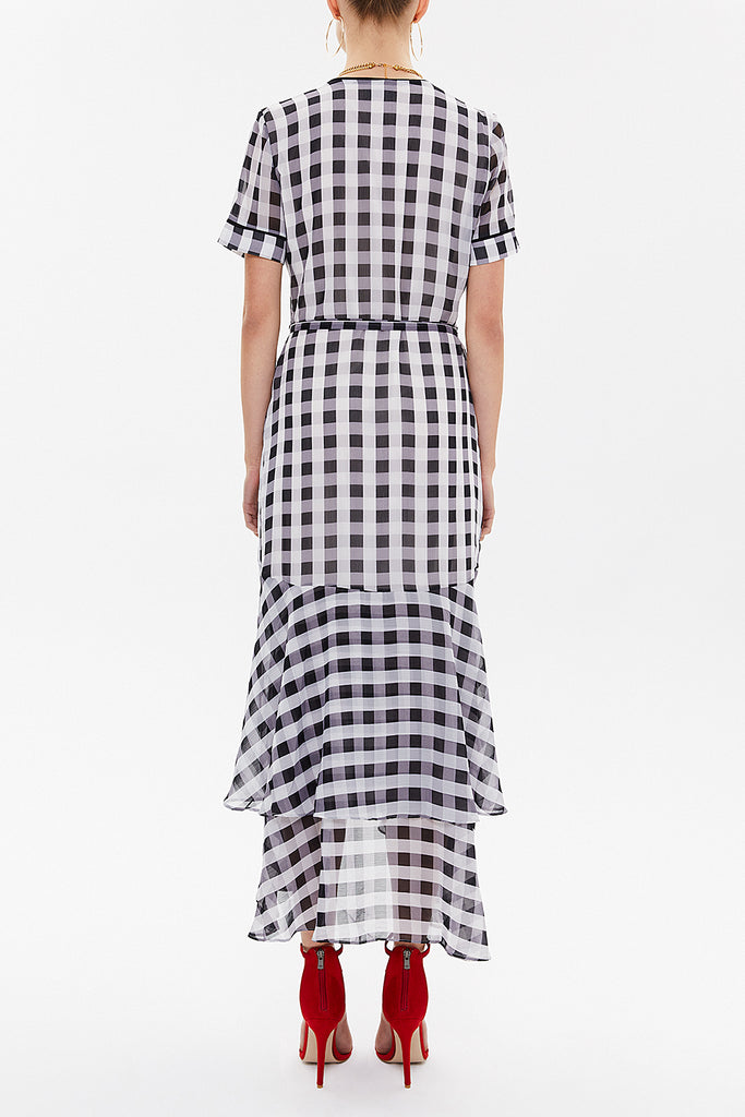 Plaid Wrap-over midi dress 92828