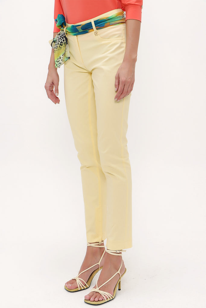 Yellow Slim fit cotton pants 40933