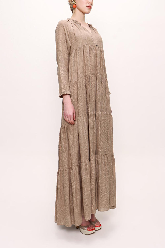 Light Beige Pleated long dress 92951