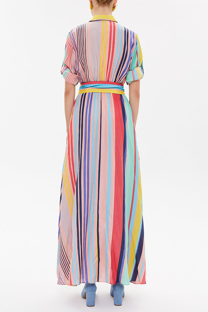 Salmon Pocket and elastic maxi dress92878