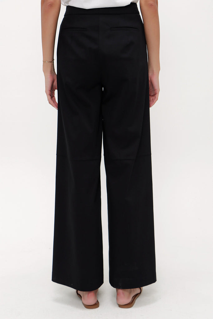 Black Snap fastener detail  wide leg pants 41298