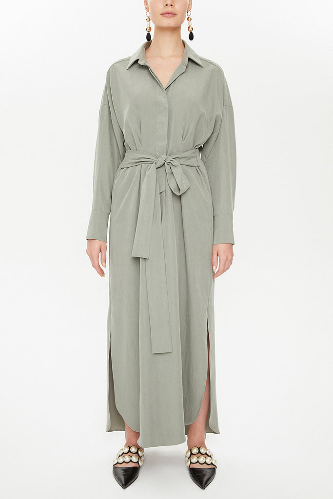 Khaki Slit detail maxi dress 92873