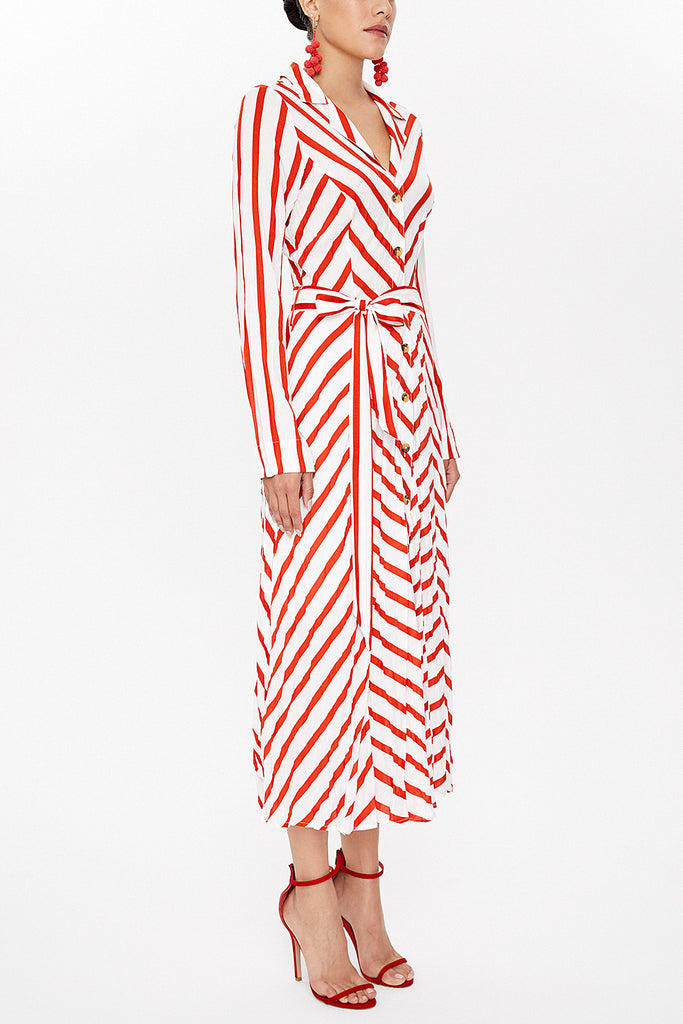 Red Crushed midi dress 92789