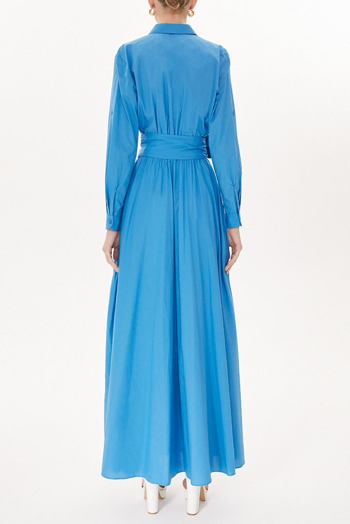 Blue Pleated maxi dress  93723