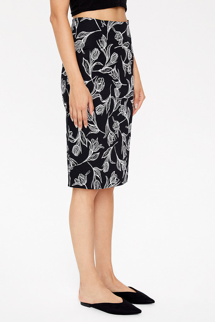 Patterned Mid-calf straight slim skirt  81119