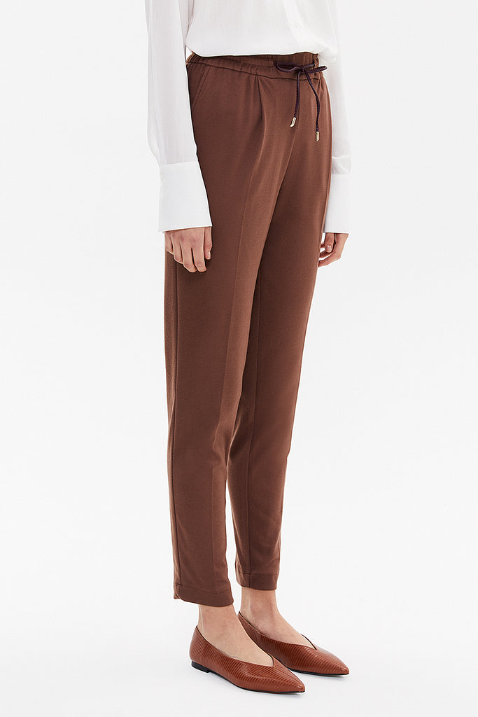 Brown Elastic wide cut pants 41348