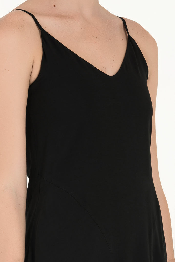 Askılı Desenli Uzun Elbise Siyah 92256