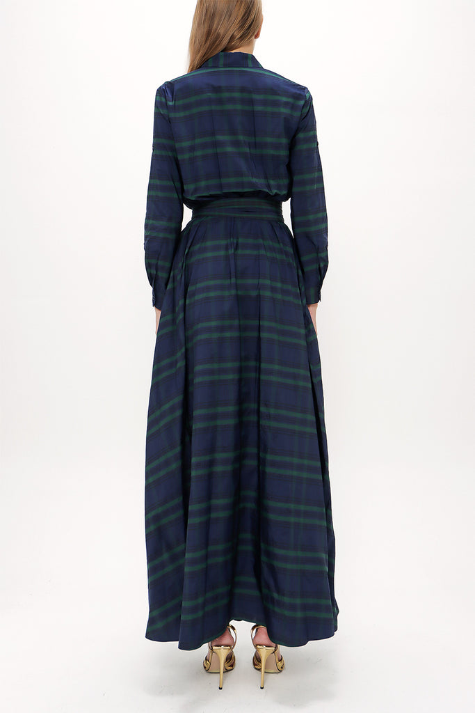 Plaid Pleated detail maxi dress 93131