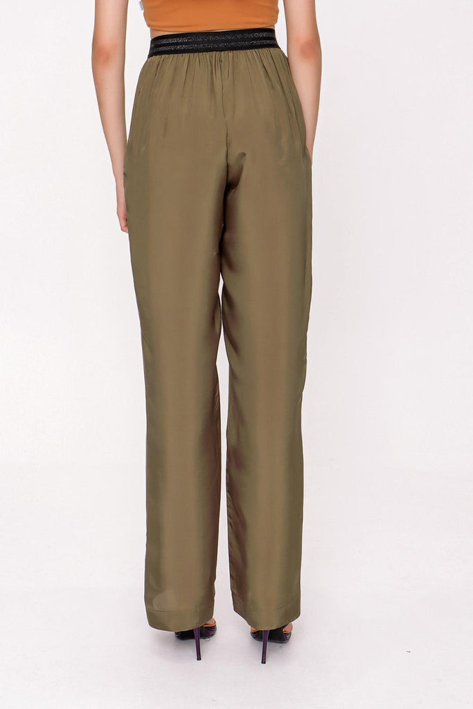 Khaki Elactic belted pants 41615