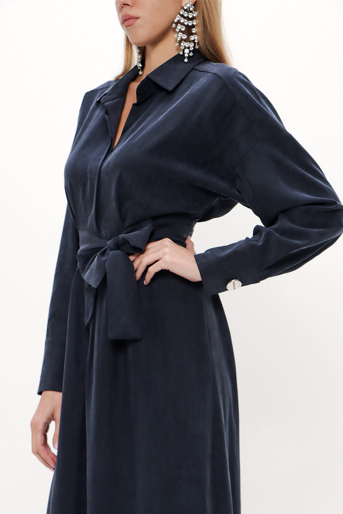 Navy Blue Slit detail maxi dress 92873