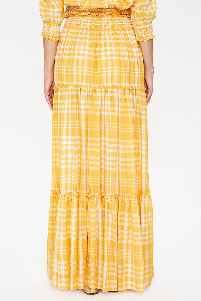 Yellow Giped waist pleated skirt 81131
