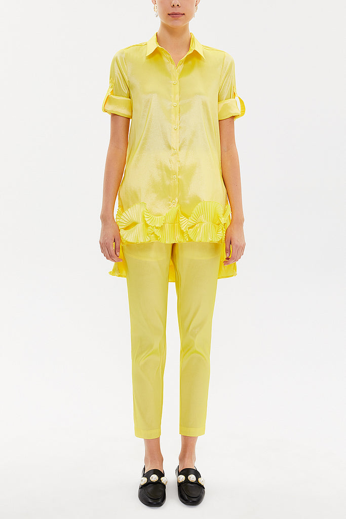 Yellow Pleated shirt 10735