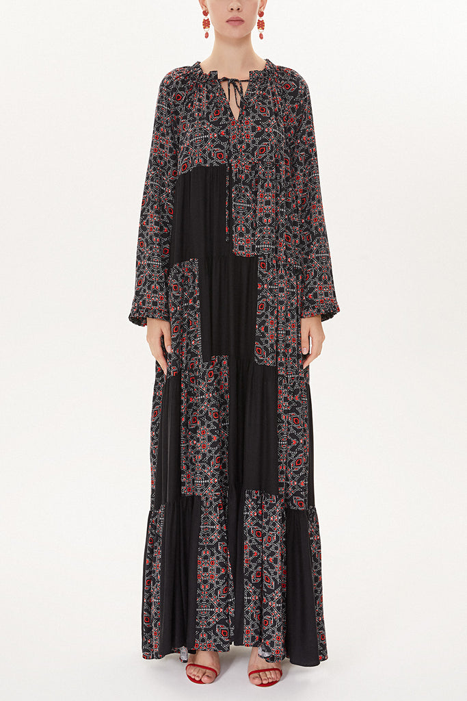 Black Pleated wide cut dress 93473