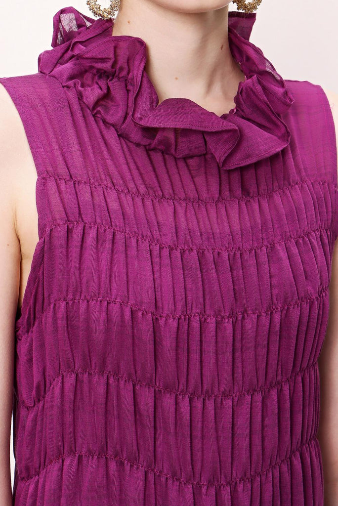 Purple Ruffle Detailed Long Dress 92846