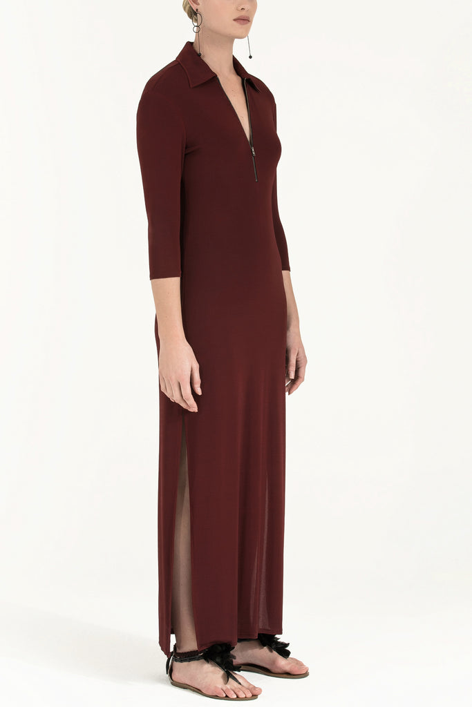 Fermuarlı Örme Uzun Elbise 91997