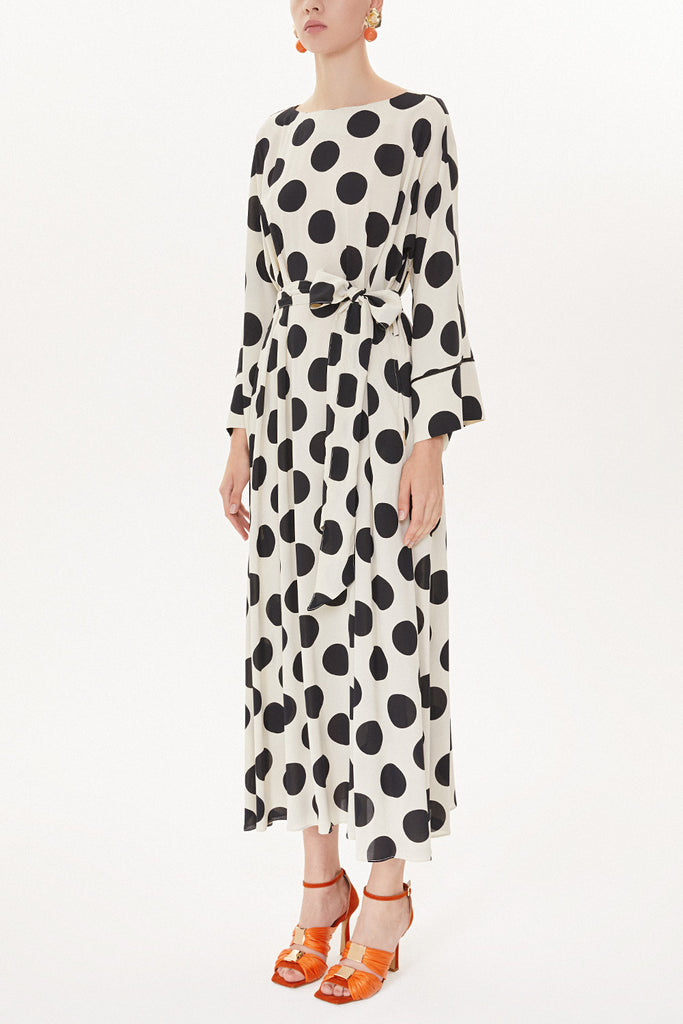 Ecru Black Wide cut dress 93492