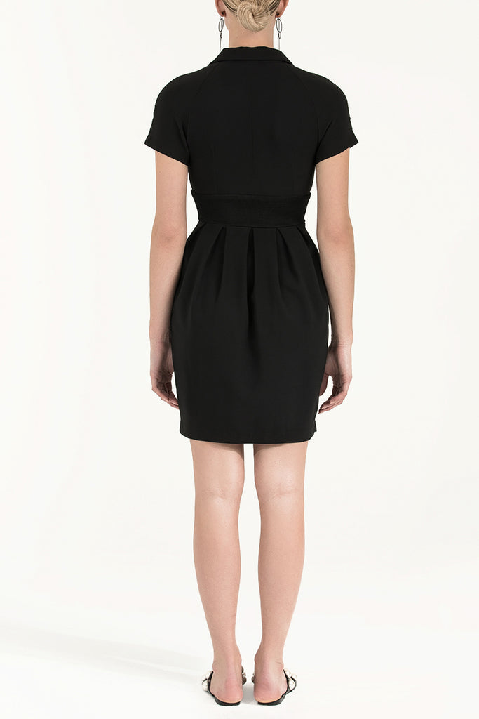 Beli Trikolu Ve Fermuarlı Elbise Siyah 91505