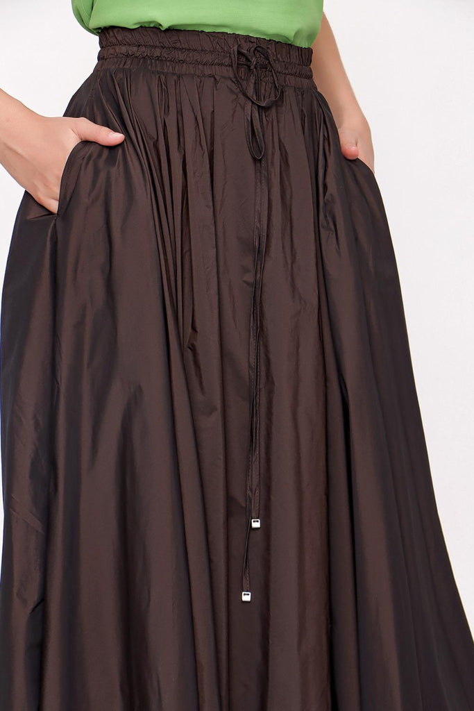 Brown Pleated maxi skirt 81206