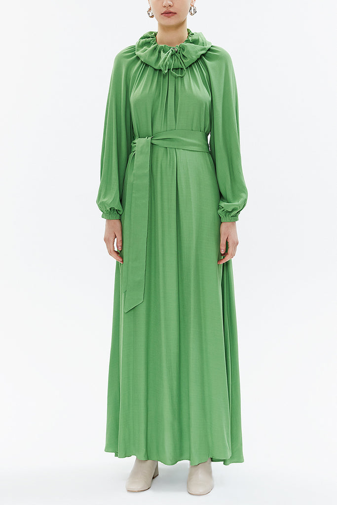 Green Raglan sleeve shabby chic maxi dress 93356