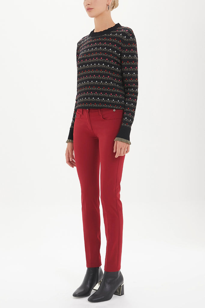 Burgundy Slim fit pants 40748