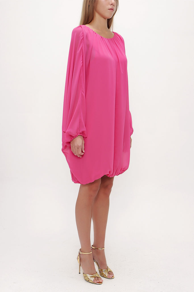 Fuchsia Elastic wide cut chiffon mini dress 92085
