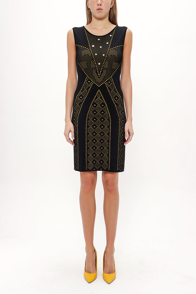 Black Printed knit  dress  28040