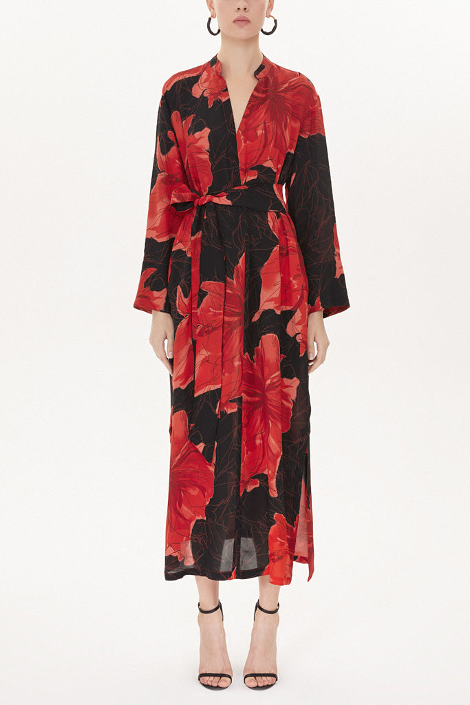 Patterned High-collar wide cut dress  93726