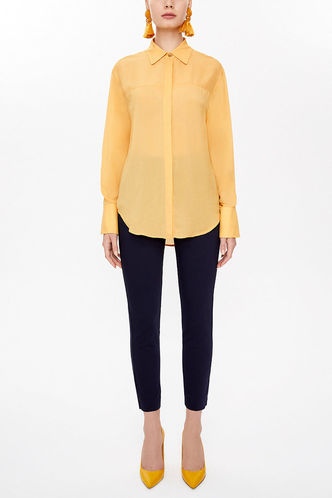 Mustard Wide cut, striped shirt 10731