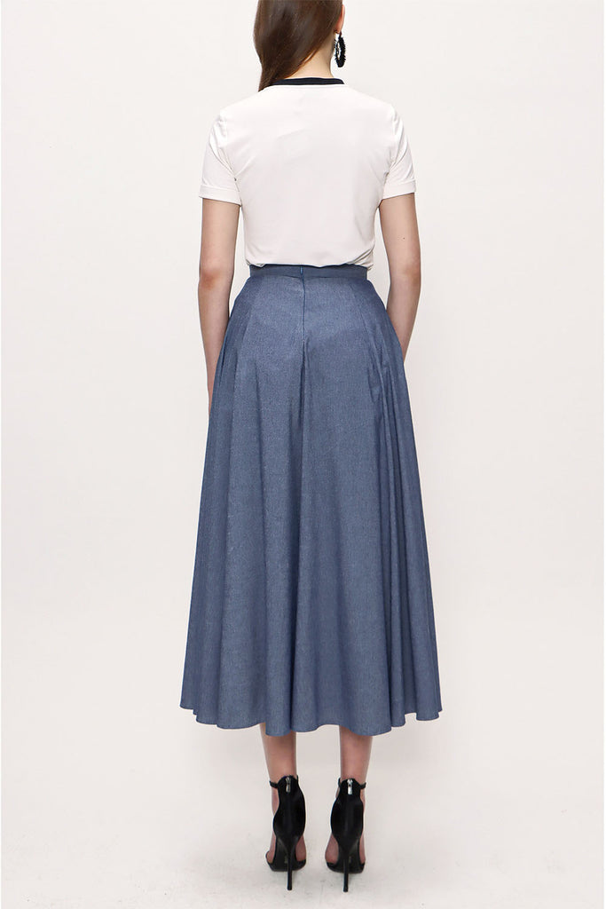 Navy Blue Pleated skirt 81180