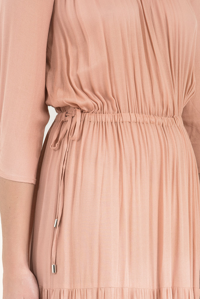 Büzgülü Lastikli Uzun Elbise 92156