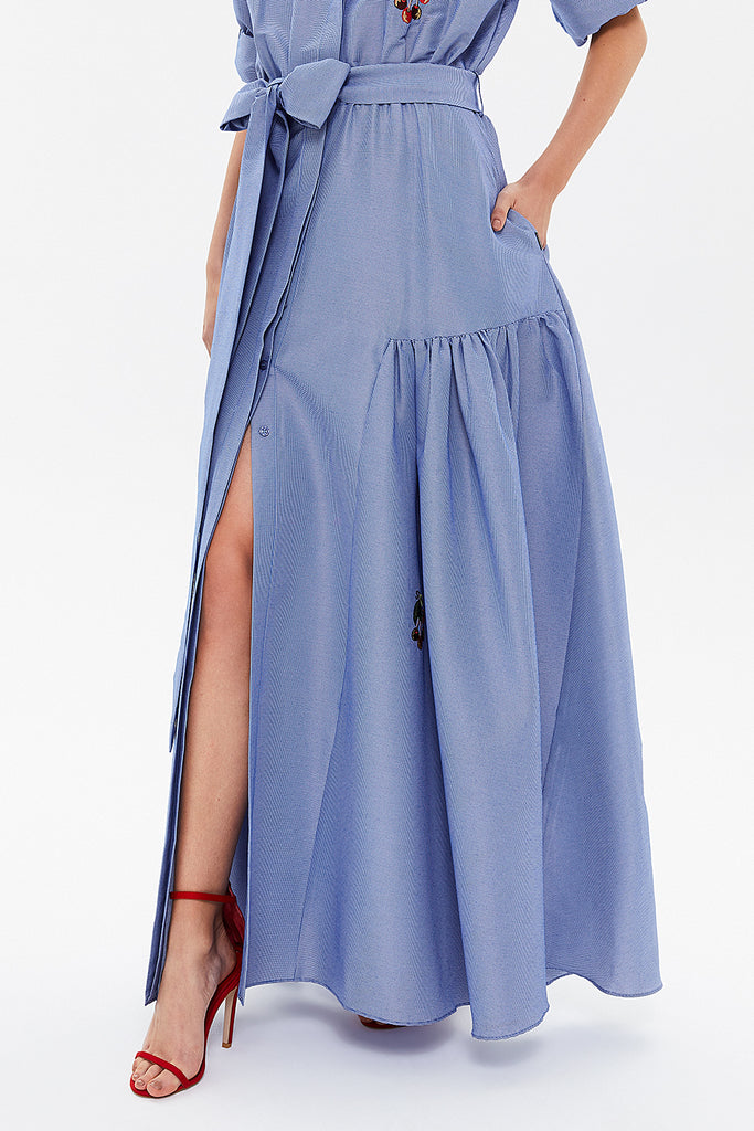 Blue Embroidered maxi  dress 92866