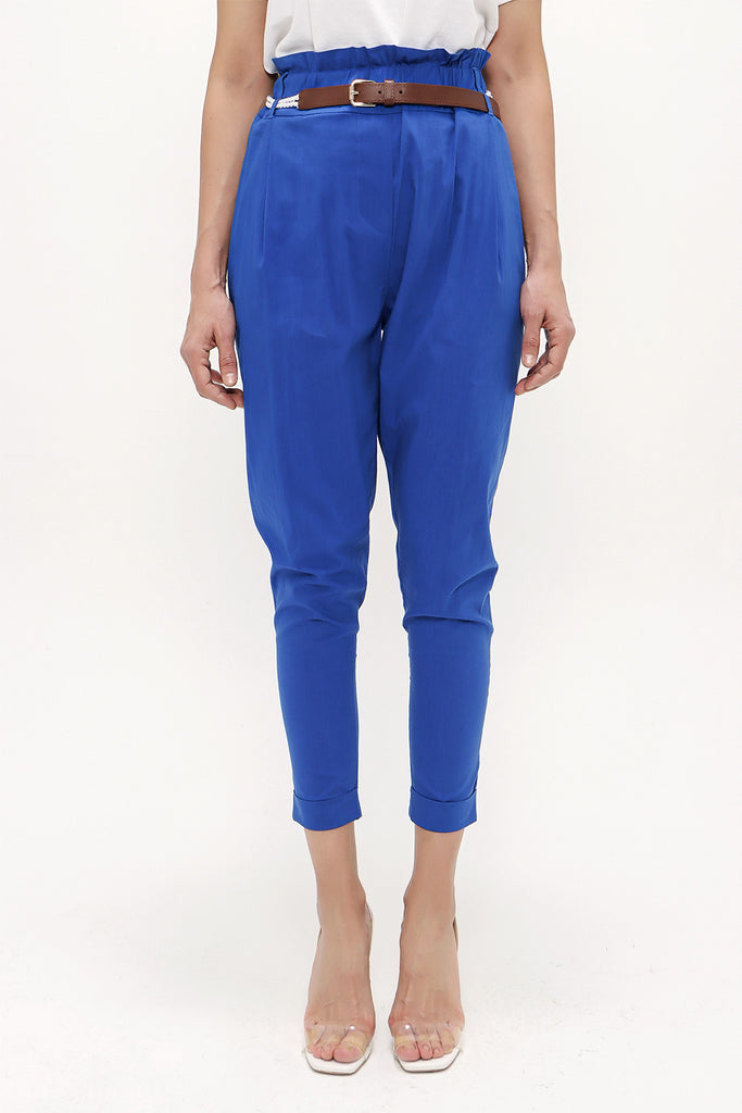 Blue Wide cut cotton pants 40687