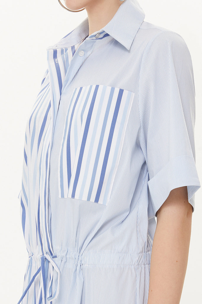 Blue Striped wide cut midi dress 92745