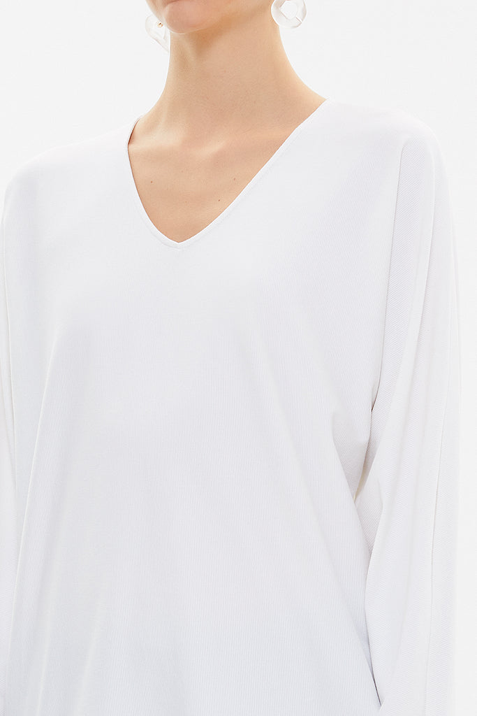 White V-neck  wide cut blouse  19784