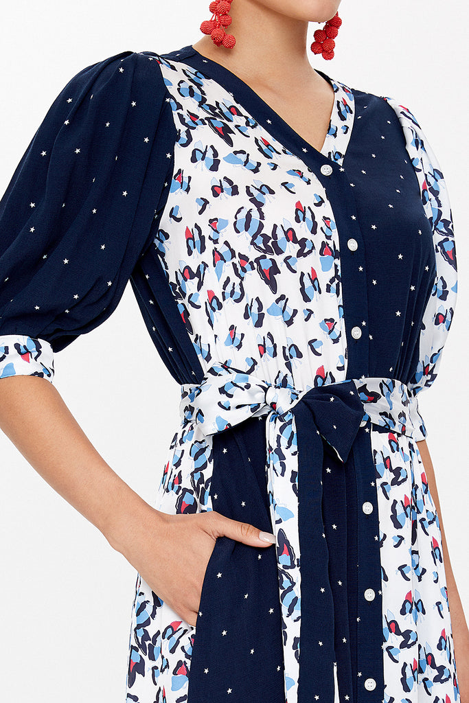 Blue Balloon sleeve maxi dress 93110