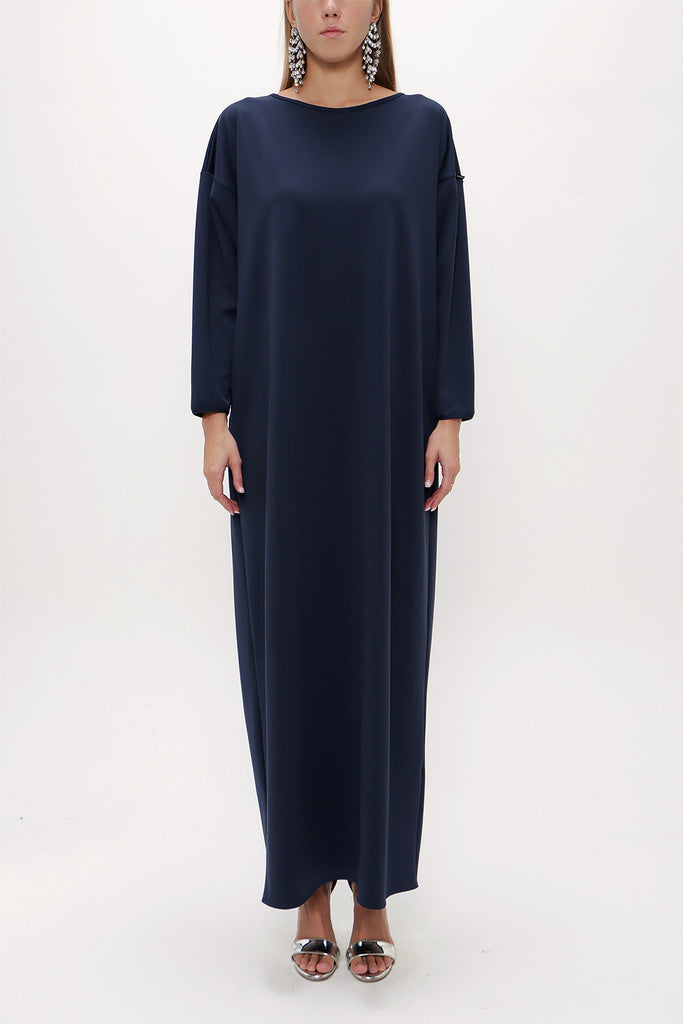 Navy Blue Wide cut woven  maxi dress  92175