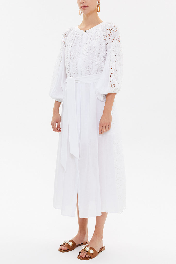 White Brode  balloon sleeve maxi dress 92676