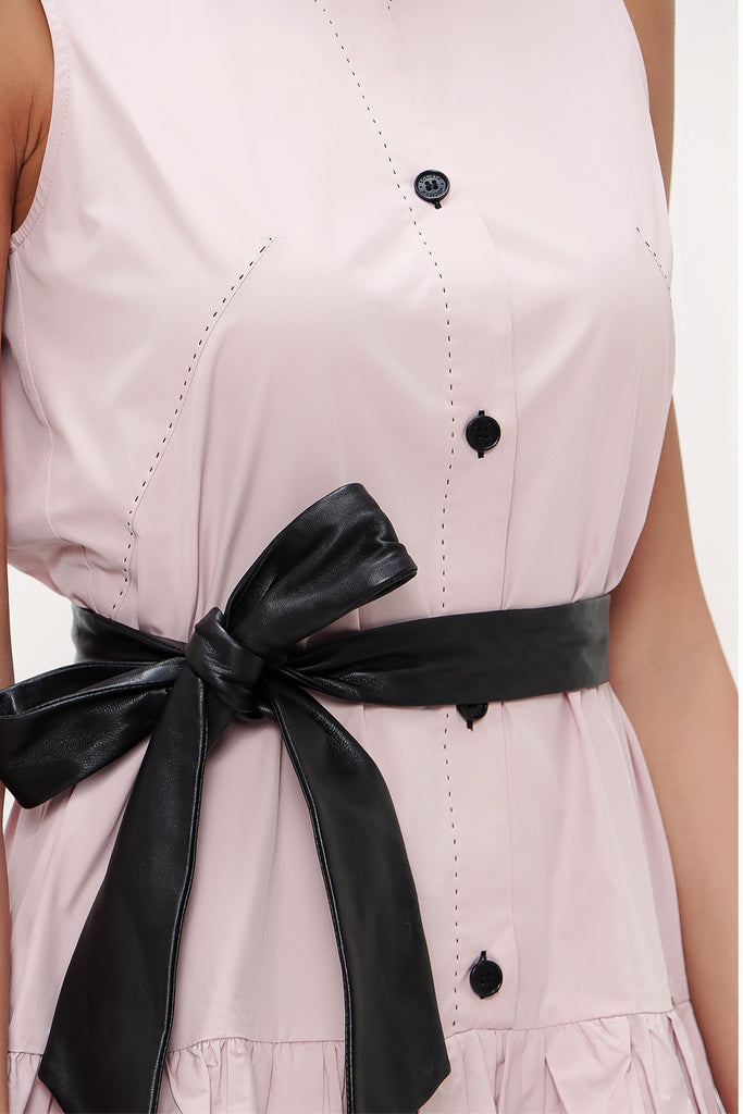 Light Pink Pleated sleeveless mini dress 92703