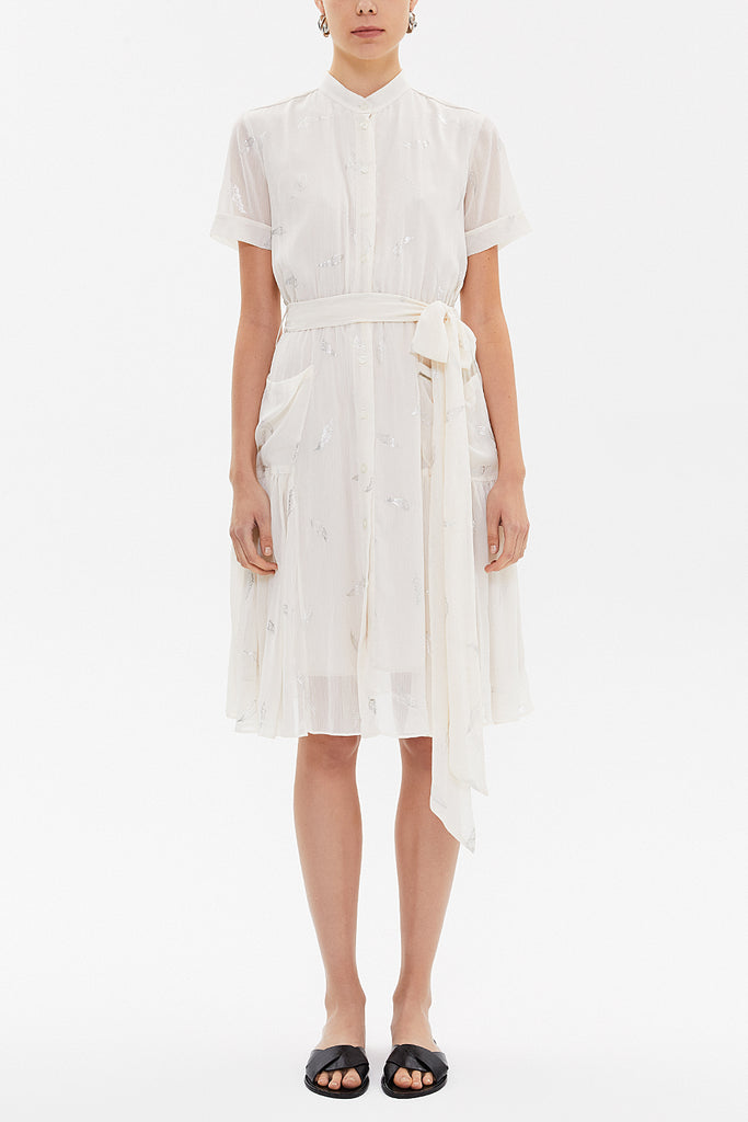 White Short sleeve chiffon midi dress 92782