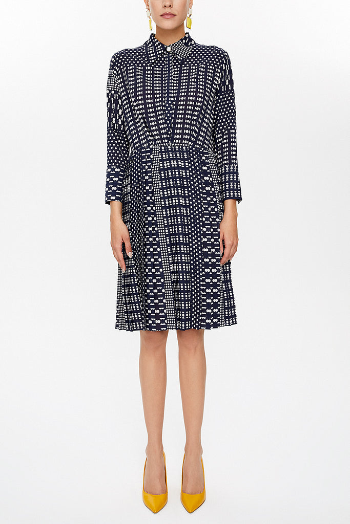 Navy Blue Pleated mini dress 92649