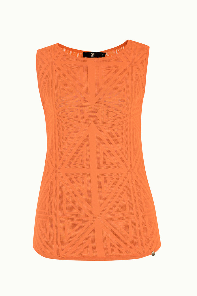 Orange Printed woven  sleeveless blouse  28659