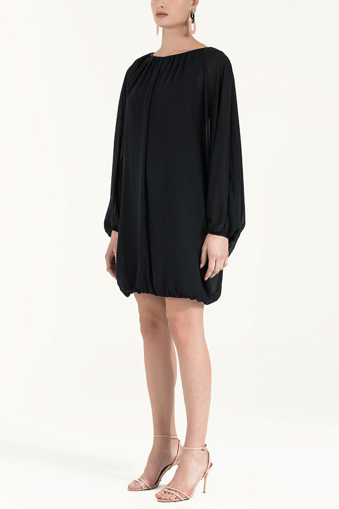 Lastikli Bol Kesim Şifon Mini Elbise 92085