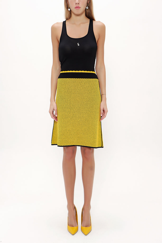 Yellow Belted  strappy  knit  dress  28036